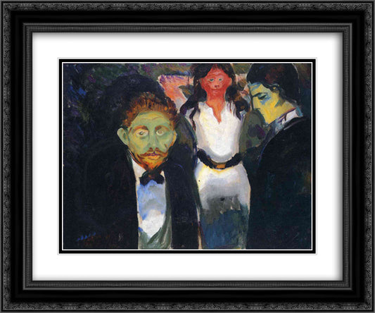 Jealousy. From the series The Green Room 24x20 Black Ornate Wood Framed Art Print Poster with Double Matting by Munch, Edvard