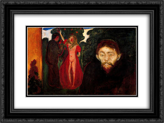 Jealousy 24x18 Black Ornate Wood Framed Art Print Poster with Double Matting by Munch, Edvard