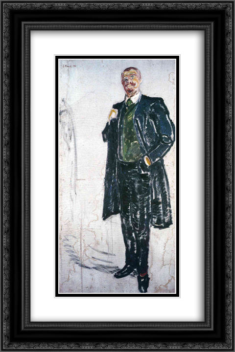 Jens Thiis 16x24 Black Ornate Wood Framed Art Print Poster with Double Matting by Munch, Edvard