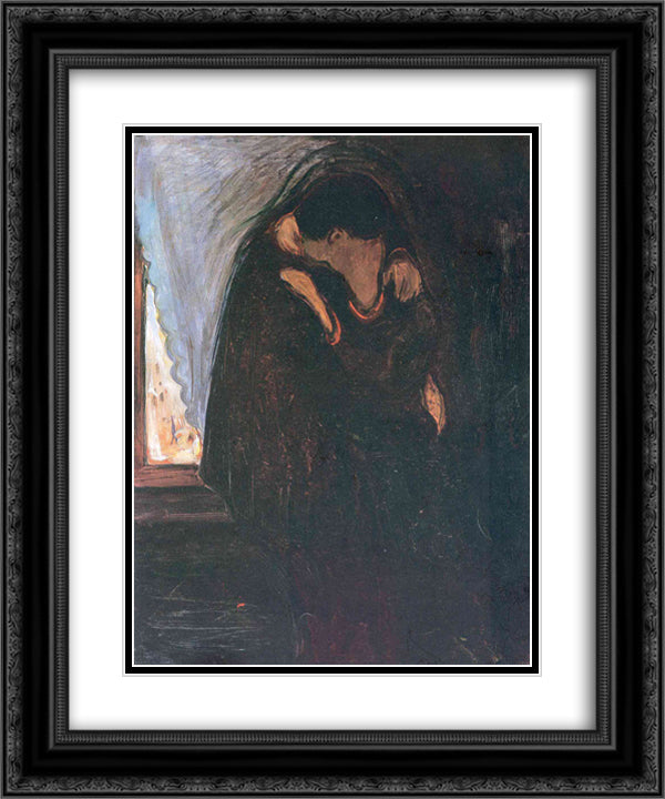 Kiss 20x24 Black Ornate Wood Framed Art Print Poster with Double Matting by Munch, Edvard