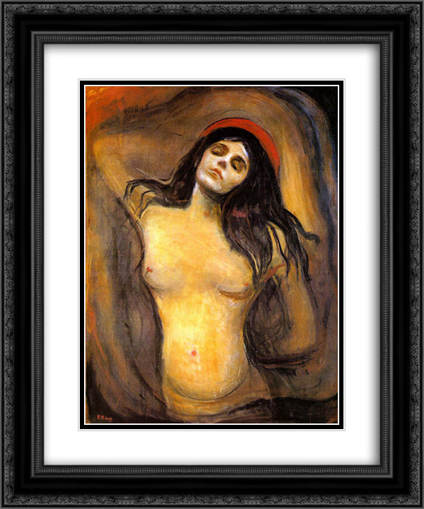 Madonna 20x24 Black Ornate Wood Framed Art Print Poster with Double Matting by Munch, Edvard