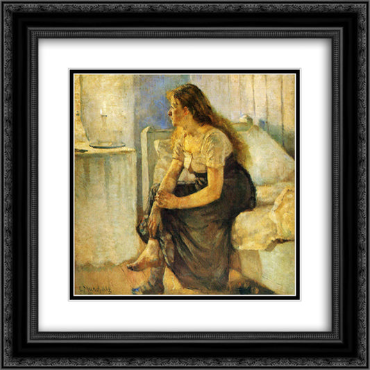 Morning 20x20 Black Ornate Wood Framed Art Print Poster with Double Matting by Munch, Edvard