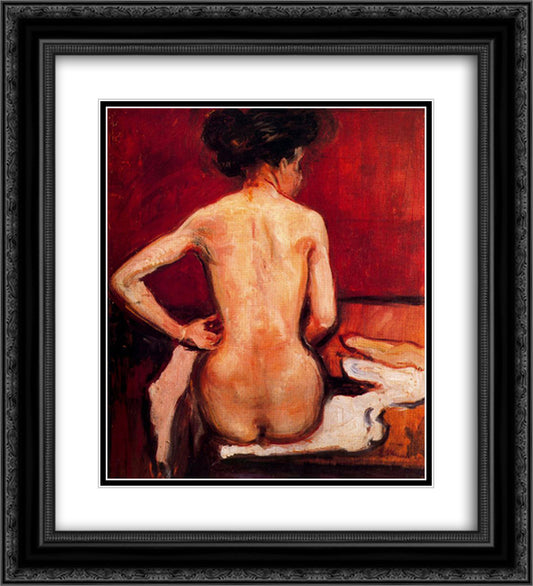 Nude 20x22 Black Ornate Wood Framed Art Print Poster with Double Matting by Munch, Edvard