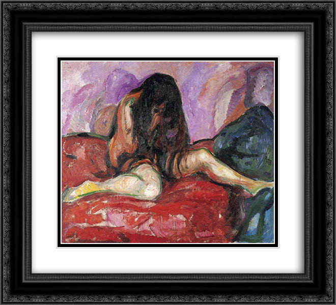 Nude I 22x20 Black Ornate Wood Framed Art Print Poster with Double Matting by Munch, Edvard