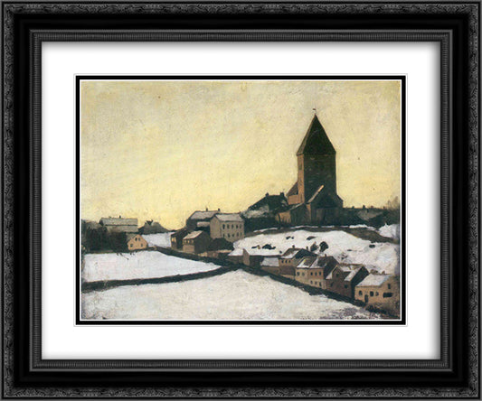 Old Aker Church 24x20 Black Ornate Wood Framed Art Print Poster with Double Matting by Munch, Edvard