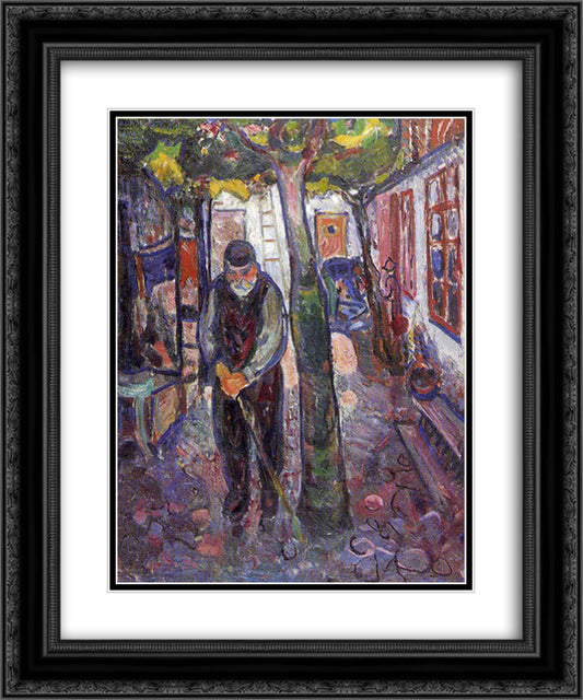 Old Man in Warnemunde 20x24 Black Ornate Wood Framed Art Print Poster with Double Matting by Munch, Edvard