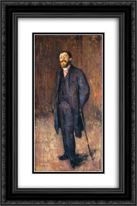 Portrait of the Painter Jensen Hjell 16x24 Black Ornate Wood Framed Art Print Poster with Double Matting by Munch, Edvard