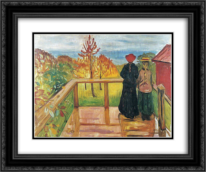 Rain 24x20 Black Ornate Wood Framed Art Print Poster with Double Matting by Munch, Edvard