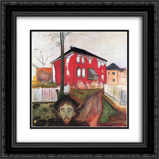 Red Virginia Creeper 20x20 Black Ornate Wood Framed Art Print Poster with Double Matting by Munch, Edvard