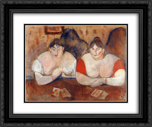 Rose and Amelie 24x20 Black Ornate Wood Framed Art Print Poster with Double Matting by Munch, Edvard