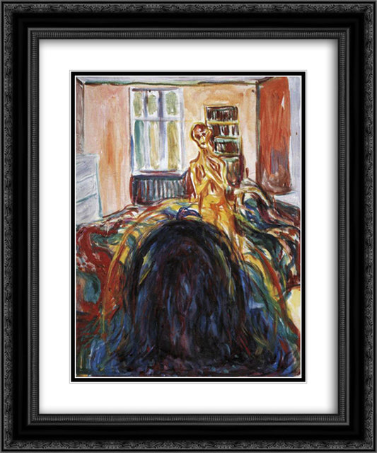 Self-Portrait During the Eye Disease I 20x24 Black Ornate Wood Framed Art Print Poster with Double Matting by Munch, Edvard