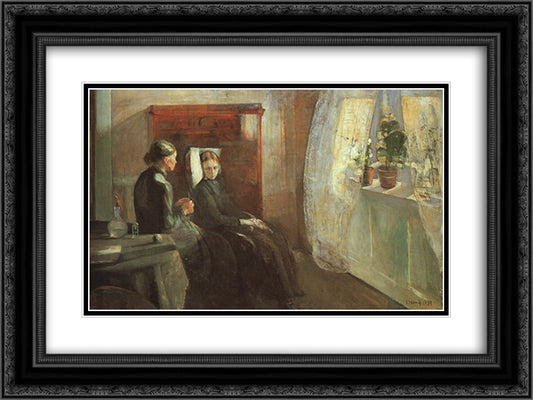 Spring 24x18 Black Ornate Wood Framed Art Print Poster with Double Matting by Munch, Edvard