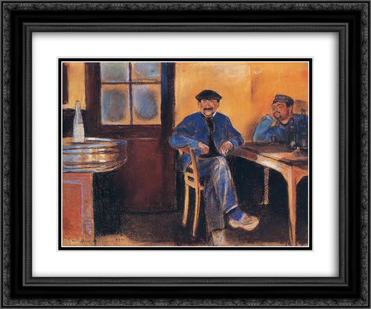 Tavern in St. Cloud 24x20 Black Ornate Wood Framed Art Print Poster with Double Matting by Munch, Edvard