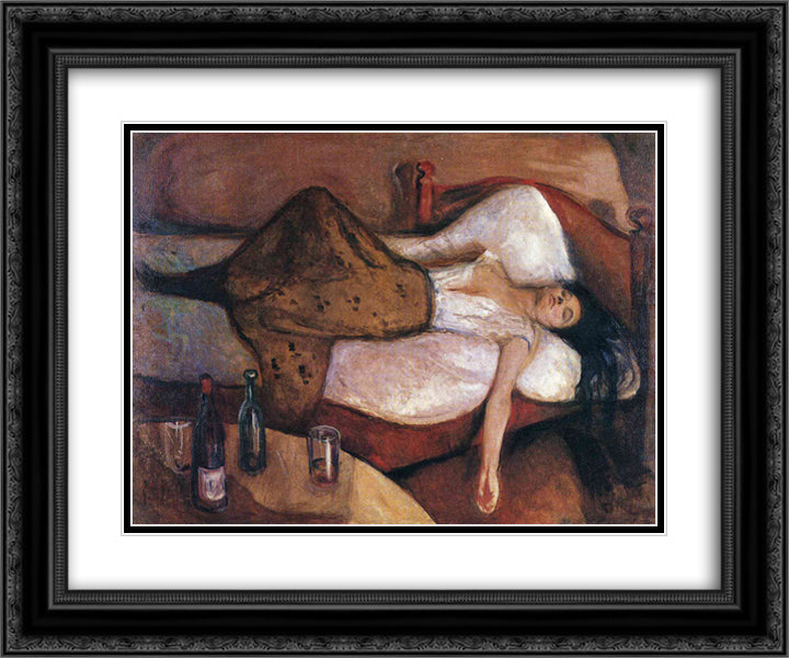 The Day After 24x20 Black Ornate Wood Framed Art Print Poster with Double Matting by Munch, Edvard