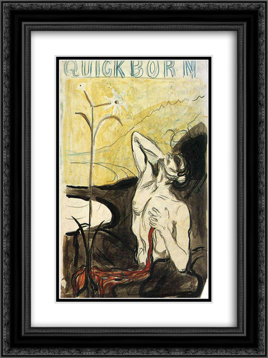 The Flower of Pain 18x24 Black Ornate Wood Framed Art Print Poster with Double Matting by Munch, Edvard