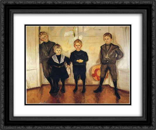 The Four Sons of Dr. Linde 24x20 Black Ornate Wood Framed Art Print Poster with Double Matting by Munch, Edvard