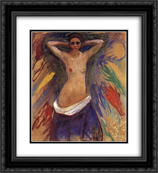 The Hands 20x22 Black Ornate Wood Framed Art Print Poster with Double Matting by Munch, Edvard