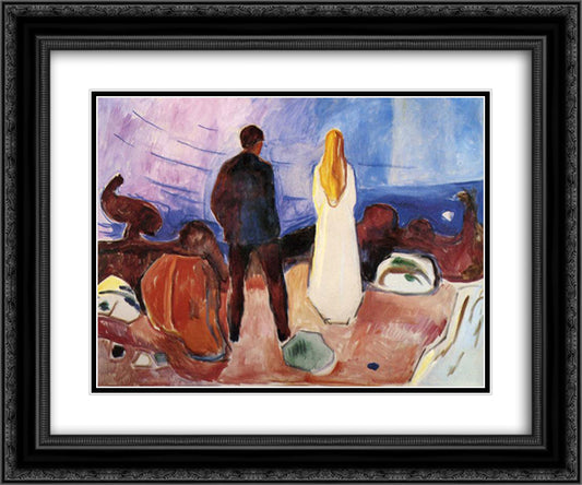 The Lonely Ones 24x20 Black Ornate Wood Framed Art Print Poster with Double Matting by Munch, Edvard