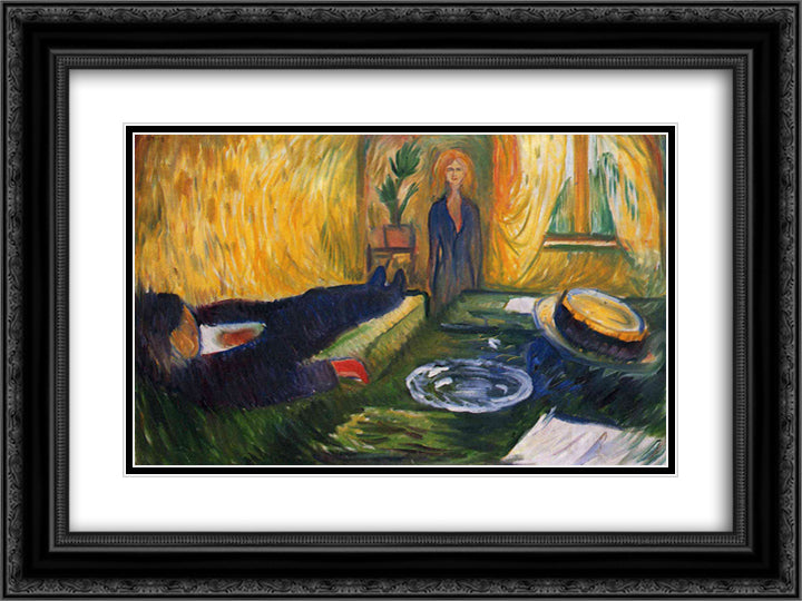 The Murderess 24x18 Black Ornate Wood Framed Art Print Poster with Double Matting by Munch, Edvard