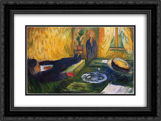 The Murderess 24x18 Black Ornate Wood Framed Art Print Poster with Double Matting by Munch, Edvard