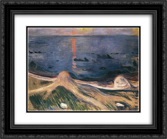 The Mystery of a Summer Night 24x20 Black Ornate Wood Framed Art Print Poster with Double Matting by Munch, Edvard