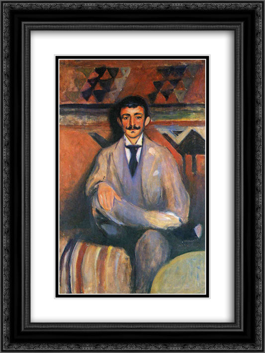 The Painter Jacob Bratland 18x24 Black Ornate Wood Framed Art Print Poster with Double Matting by Munch, Edvard