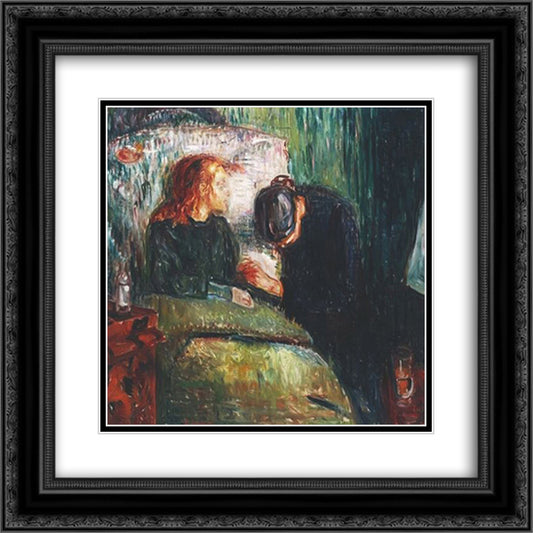 The Sick Child 20x20 Black Ornate Wood Framed Art Print Poster with Double Matting by Munch, Edvard