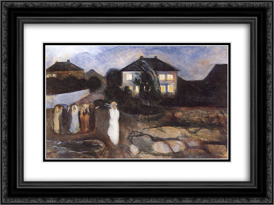 The Storm 24x18 Black Ornate Wood Framed Art Print Poster with Double Matting by Munch, Edvard