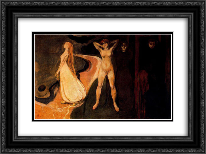 The Three Stages of Woman (Sphinx). 24x18 Black Ornate Wood Framed Art Print Poster with Double Matting by Munch, Edvard