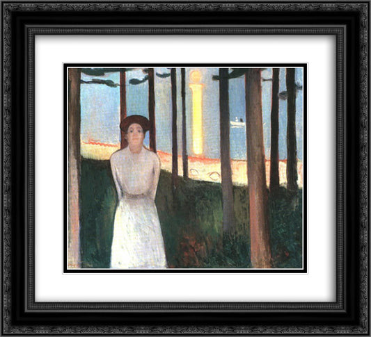 The Voice 22x20 Black Ornate Wood Framed Art Print Poster with Double Matting by Munch, Edvard