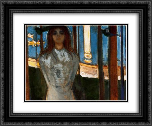 The Voice Summer night 24x20 Black Ornate Wood Framed Art Print Poster with Double Matting by Munch, Edvard