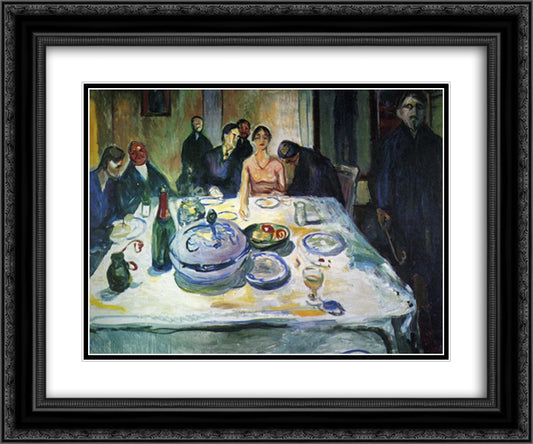 The Wedding of the Bohemian, Munch Seated on the Far Left 24x20 Black Ornate Wood Framed Art Print Poster with Double Matting by Munch, Edvard