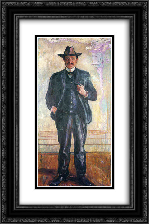 Thorvald Stang 16x24 Black Ornate Wood Framed Art Print Poster with Double Matting by Munch, Edvard