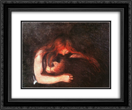 Vampire 24x20 Black Ornate Wood Framed Art Print Poster with Double Matting by Munch, Edvard