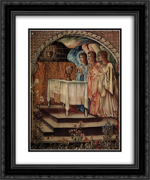 Achievment Galahad the Sang Graal 20x24 Black Ornate Wood Framed Art Print Poster with Double Matting by Burne Jones, Edward