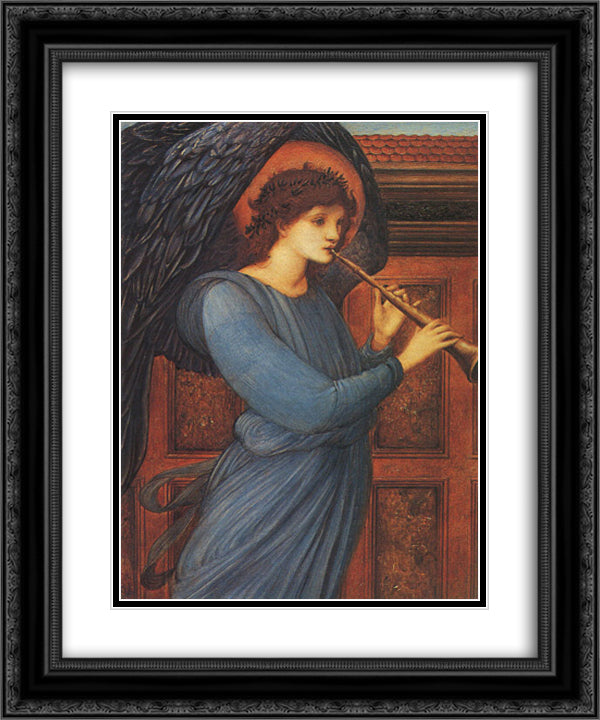 Angel 20x24 Black Ornate Wood Framed Art Print Poster with Double Matting by Burne Jones, Edward