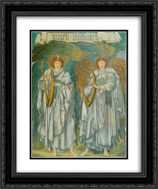 Angeli Laudantes 20x24 Black Ornate Wood Framed Art Print Poster with Double Matting by Burne Jones, Edward