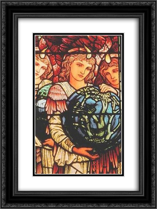 Angels of Creation 18x24 Black Ornate Wood Framed Art Print Poster with Double Matting by Burne Jones, Edward