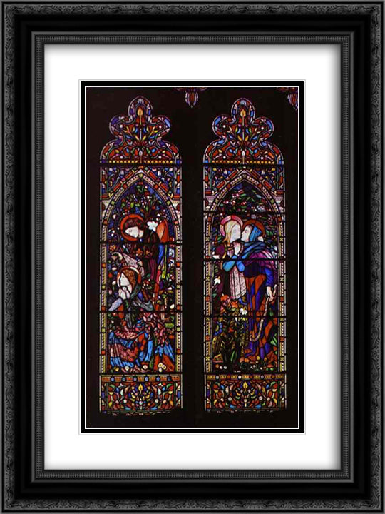 Annunciation 18x24 Black Ornate Wood Framed Art Print Poster with Double Matting by Burne Jones, Edward