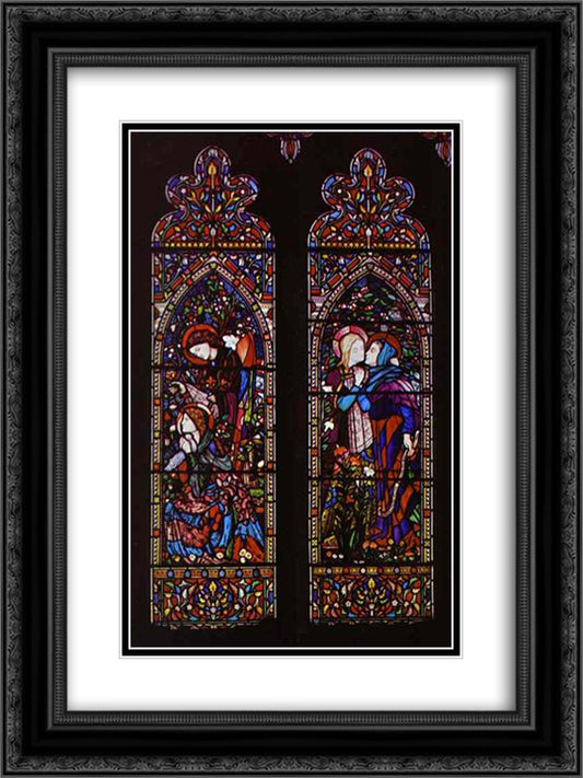 Annunciation 18x24 Black Ornate Wood Framed Art Print Poster with Double Matting by Burne Jones, Edward