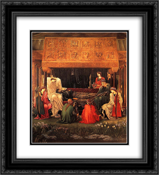 Arthur in Avalon 20x22 Black Ornate Wood Framed Art Print Poster with Double Matting by Burne Jones, Edward