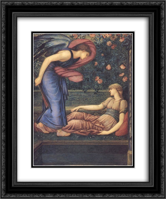 Cupid and Psyche 20x24 Black Ornate Wood Framed Art Print Poster with Double Matting by Burne Jones, Edward