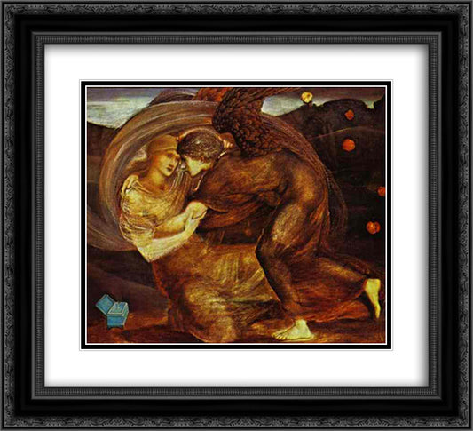 Cupid Delivering Psyche 22x20 Black Ornate Wood Framed Art Print Poster with Double Matting by Burne Jones, Edward