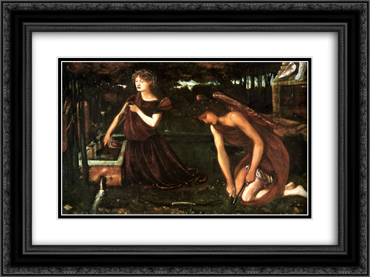 Cupids Forge 24x18 Black Ornate Wood Framed Art Print Poster with Double Matting by Burne Jones, Edward