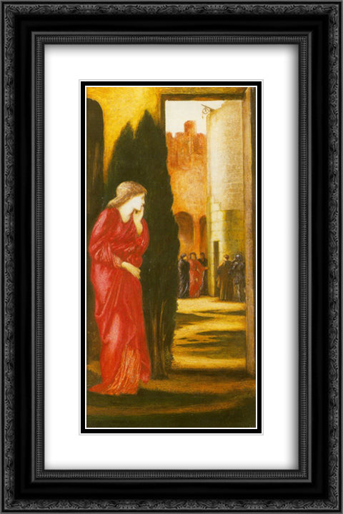 Danae and the Brazen Tower 16x24 Black Ornate Wood Framed Art Print Poster with Double Matting by Burne Jones, Edward