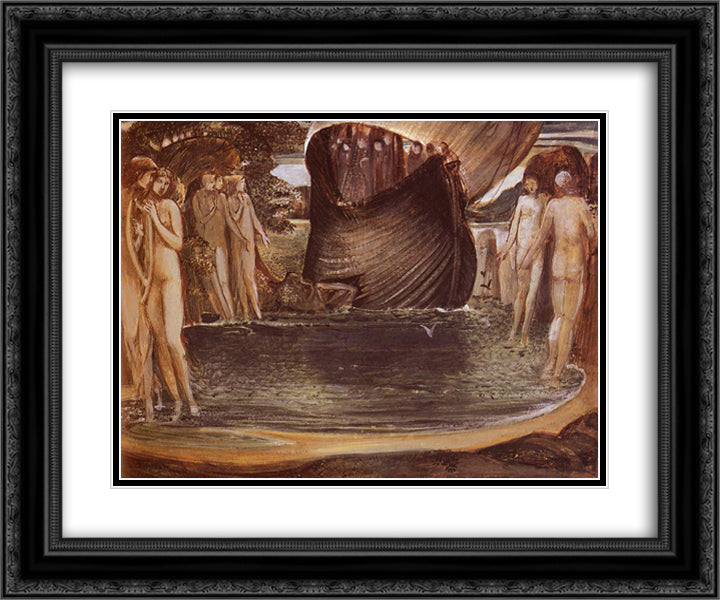 Design For The Sirens 24x20 Black Ornate Wood Framed Art Print Poster with Double Matting by Burne Jones, Edward