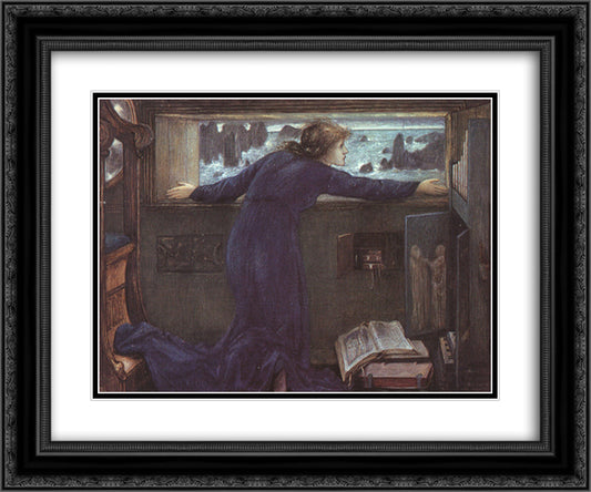 Dorigen of Britain Waiting for the Return of Her Husband 24x20 Black Ornate Wood Framed Art Print Poster with Double Matting by Burne Jones, Edward