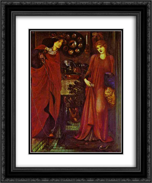 Fair Rosamond and Queen Eleonor 20x24 Black Ornate Wood Framed Art Print Poster with Double Matting by Burne Jones, Edward