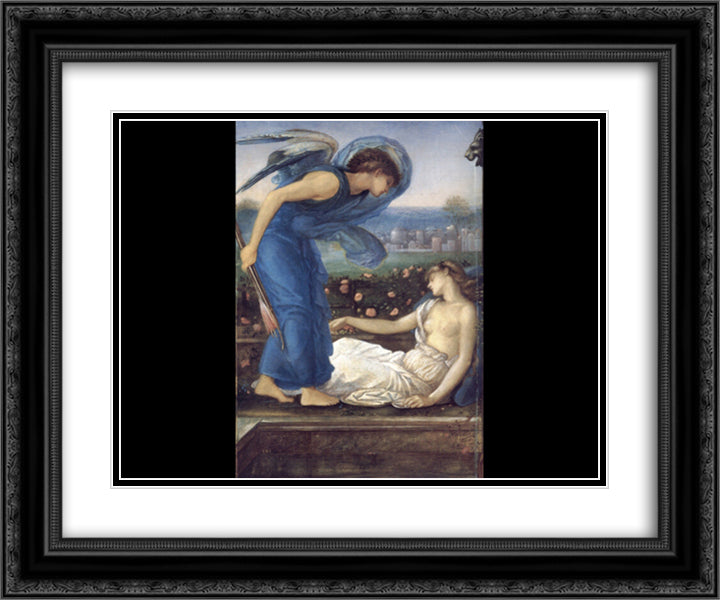 Finding Psyche 24x20 Black Ornate Wood Framed Art Print Poster with Double Matting by Burne Jones, Edward