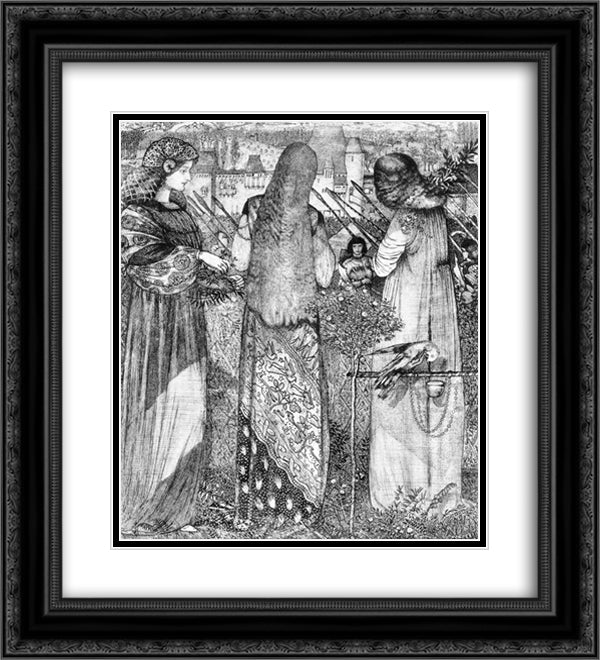 Going to the Battle 20x22 Black Ornate Wood Framed Art Print Poster with Double Matting by Burne Jones, Edward